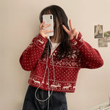 Erin High Neck Nordic Cropped Knitwear Zip-Up