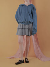 Fluffy double skirt_stripe black