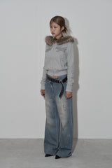 crop hair zip up (grey)