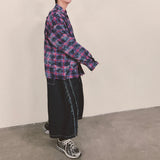 smoke wash check shirt_purple