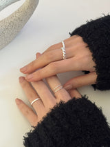 [4 set] bold chain ring set / 2 colors / daily simple mood silver ring