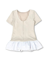 BOAT NECK FRILL DRESS / BEIGE