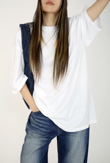 (UNISEX)ivory boxy T