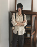 Meffin Stripe Loose Fit Cotton Shirt
