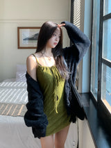 Lumi square Lace String Mini  Dress