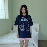 KIRIGIRL BOXY T-SHIRT _NAVY