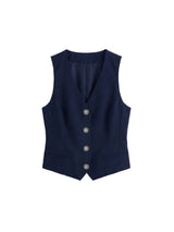[PRE-FALL] Dana Vintage Button Tailored Vest Navy