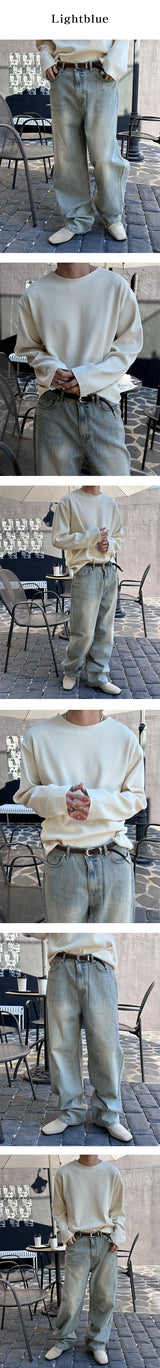 [Unisex] Tin leg wide denim pants(2color)