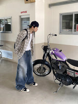 No.0703 クラックウォッシングワイドデニムパンツ