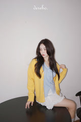 yellow wool lovely long-sleeved cardigan