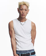 Ribbed Cutout Sleeveless - White