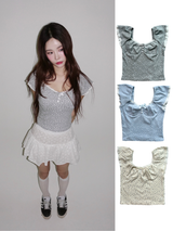Romance Flower Shirring Sleeveless Top