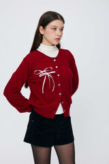 EIRIN WOOL CARDIGAN / RED