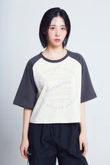 サイクルプリントラグラン ½Tシャツ (charcoal/ivory)