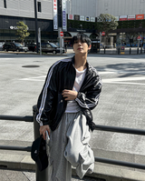 glossy track windbreaker