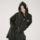 Angel Wing Zip-Up Hoodie - Black
