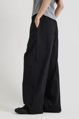 Cotton wide banding pants, Black