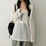 Flon Linen シースルーVネックロングスリーブTシャツ