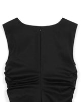 DOZI - Sleeveless Pinched Long Dress _ BLACK