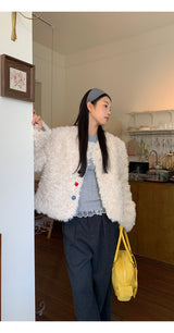 Beads Burton No Collar Round Fur Jacket