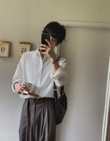 クルーディしわチェックシャツ