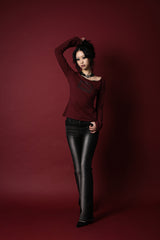 レースフレームTシャツ #ワイン