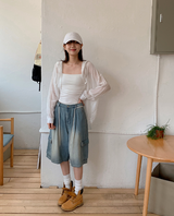 Cargo Bermuda Denim Pants + Strap Set