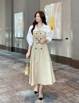Muel Shirt Color Matching Layered Trench One Piece