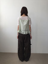 Floral ribbon sleeveless top (2color)