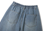 Corded Denim Curved Balloon Pants (Light Blue)