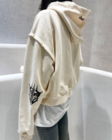 POLO CROP HOODIE_CREAM