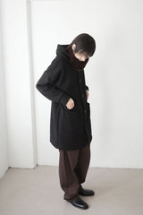 relaxed hood wool coat