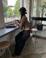 ブラウンスリムジップアップ