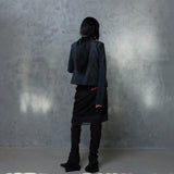 RIBBED SLEEVE LEATHER JACKET