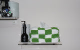 green checkerborad tissue case