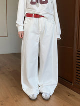 Fine X Strap Two-way Button Wide Long Pants