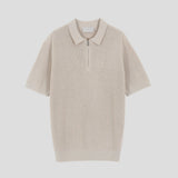 LMN Rainy Silket Hatch Semi Zip-Up Short Sleeve Knitwear (8 colors)