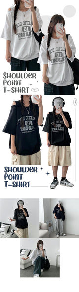 Verbe Unbalanced Shoulder Slit Short Sleeve Sweatshirt