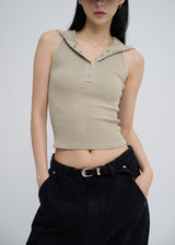 Julie Pig Ribbed Snap Hood Sleeveless