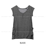 Acu Stripe Pintuck Pocket Short Sleeve
