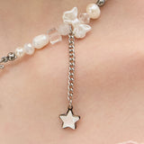 Baby Ribbon Pearl Star Drop Surgical Necklace