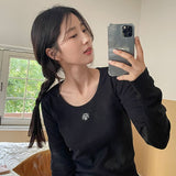 ステッチUネック長袖Tシャツ