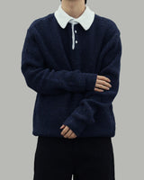 Popping collar knit (Navy)