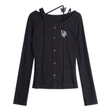 モーブレタリングスリムリブTシャツ