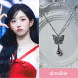 [NMIXX Haewon Necklace] メタリックドュウドロップバタフライネックレス