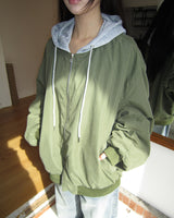 Debin Oversized Shirring Hooded Bomber Jacket