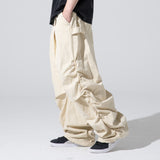 XP291 File Side Shirring Wide Cotton Pants (CREAM)