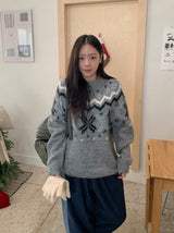 ベルヒヘアリーノルディックオーバーラウンドニット