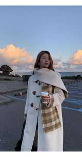 Celebrity toggle checkered long coat
