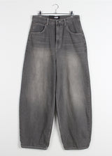 HEM SHIRRING GREY DENIM